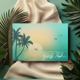 Tropical Isle Sunrise Bröllop Teal ID581 Gästböcker