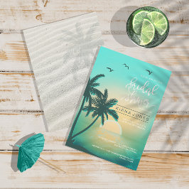 Tropical Isle Sunrise Bröllop Teal ID581 Inbjudningar