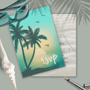 Tropical Isle Sunrise Bröllop Teal ID581 OSA kort