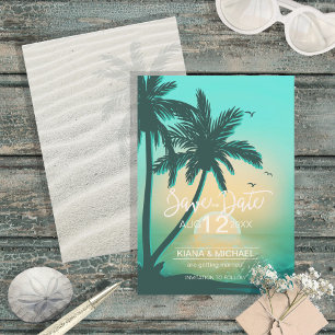 Tropical Isle Sunrise Bröllop Teal ID581 Spara Datumet