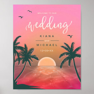 Tropical Isle Sunrise Bröllop Välkommen Rosa ID581 Poster