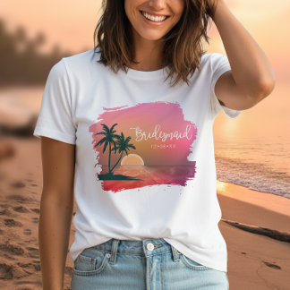 Tropical Isle Sunrise Brudtärna Rosa ID581 T Shirt