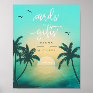 Tropical Isle Sunrise Card & Gifts Teal ID581 Poster