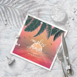 Tropical Isle Sunrise Couples Shower Rosa ID581 Pappersservett