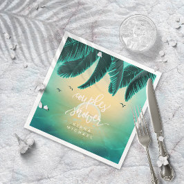 Tropical Isle Sunrise Couples Shower Teal ID581 Pappersservett