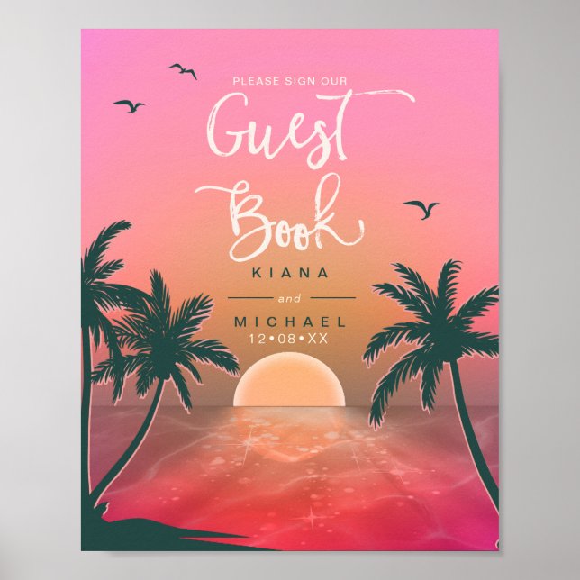 Tropical Isle Sunrise Guest Bok Rosa ID581 Poster (Framsidan)