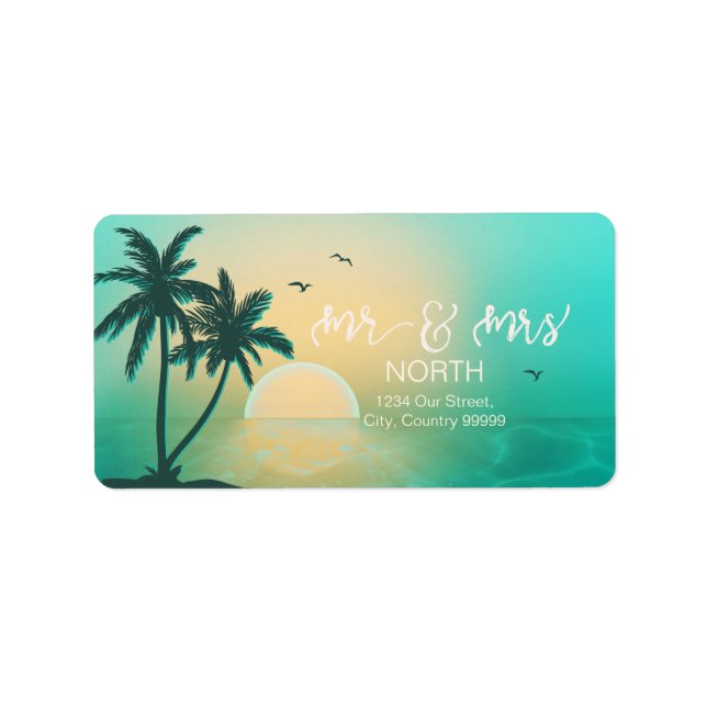 Tropical Isle Sunrise Mr & Teal ID581 Adressetikett (Framsidan)