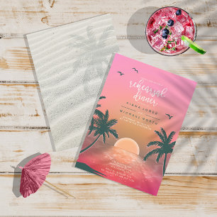 Tropical Isle Sunrise Rehearsal Dinner Rosa ID581 Inbjudningar