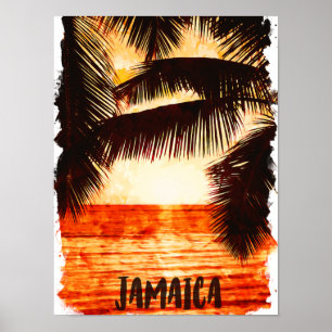 Tropical Jamaica Sunset Caribbean Island Poster