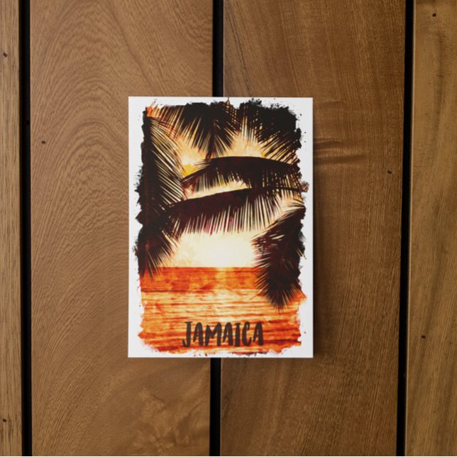 Tropical Jamaica Sunset Caribbean Island Vykort (jamaica sunset travel postcard)