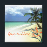 Tropical Jamaican Hawaiian Wedding Favor Keepsaké Magnet<br><div class="desc">Den tropiska magneten bröllop är lätt att anpassa med dina egna inställningar för text och teckensnitt. Det finns även möjlighet att matcha anpassade spara datum meddelande, inbjudningar, vykort, OSA kort och klistermärken för den här utformningen. Om du behöver hjälp, har frågor eller vill att andra samordnade produkter ska matcha denna...</div>