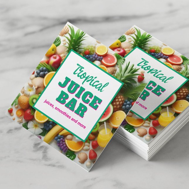 Tropical Juice Blend & Smoothie Juice Pub Fyrkantigt Visitkort (Skapare uppladdad)