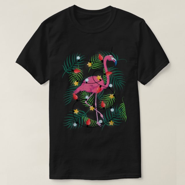 Tropical Julafton Funny Rosa Flamingo Hawaiian Chr T Shirt (Design framsida)