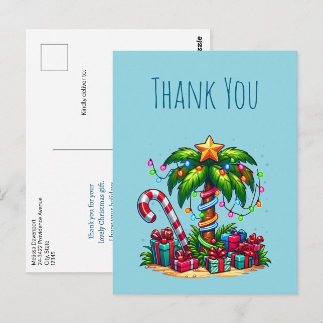 Tropical julpalms tack            vykort (Fram/baksida)
