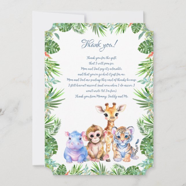 Tropical Jungle Baby djur Tack (Framsida)