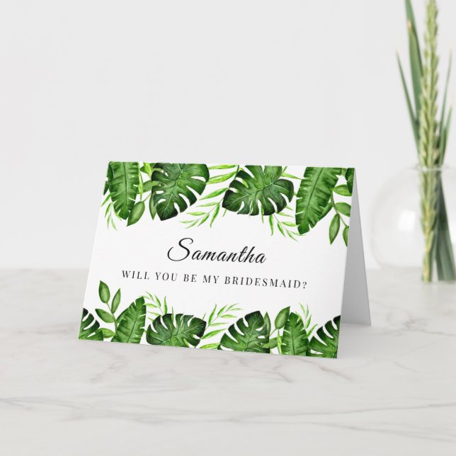 Tropical Jungle Bridesmaid Frieri vattenfärg Kort (Framsida)