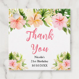 Tropical Jungle Floral Birthday Thank You Gåvor Etiketter
