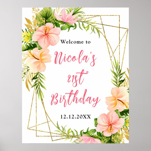 Tropical Jungle Floral Birthday Welcome Poster (Framsidan)
