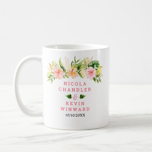 Tropical Jungle Floral Wedding Kaffemugg (Vänster)