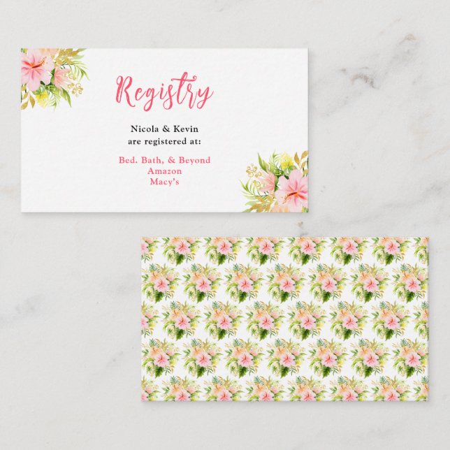 Tropical Jungle Floral Wedding Registry Tilläggskort (Fram/baksida)
