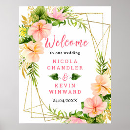 Tropical Jungle Floral Wedding Welcome Sign Poster