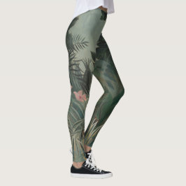 Tropical Jungle Flowers Blommigt Rousseau Painting Leggings