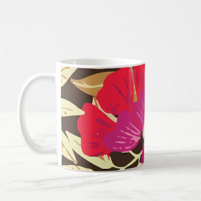 Tropical Jungle Flowers Löv Kaffemugg (Vänster)