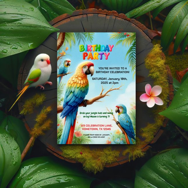 Tropical Jungle Födelsedagsfest inbjudan för barn (Skapare uppladdad)