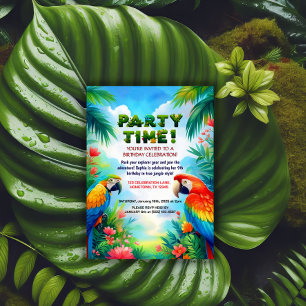 Tropical Jungle Födelsedagsfest inbjudan för barn