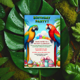 Tropical Jungle Födelsedagsfest inbjudan för barn