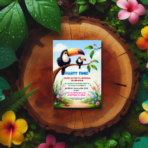 Tropical Jungle Födelsedagsfest inbjudan för barn