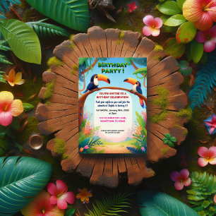 Tropical Jungle Födelsedagsfest inbjudan för barn
