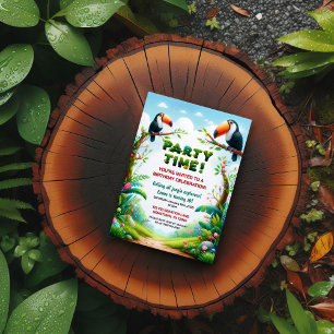 Tropical Jungle Födelsedagsfest inbjudan för barn