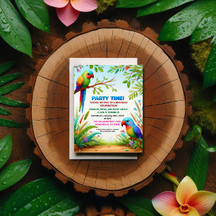 Tropical Jungle Födelsedagsfest inbjudan för barn