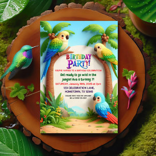 Tropical Jungle Födelsedagsfest inbjudan för barn
