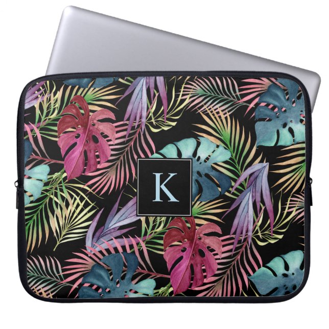 Tropical Jungle Foliage Botanical Mönster Laptop Fodral (Framsidan)
