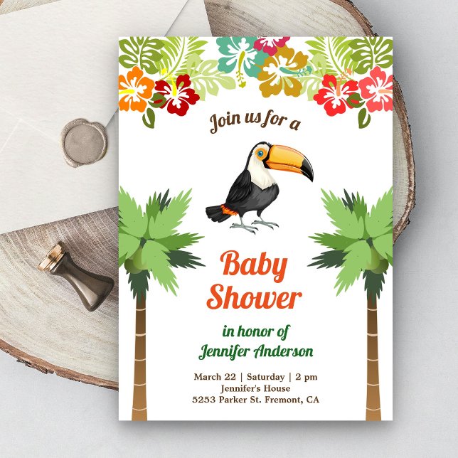 Tropical Jungle Forest Toucan Baby Shower Inbjudningar (Skapare uppladdad)