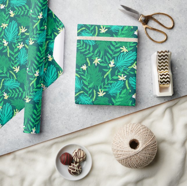 Tropical Jungle Handflatan Lämnar Wrapping papper Presentpapper (Hantverk)