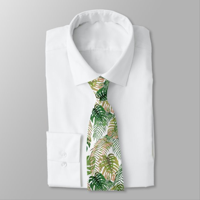 Tropical Jungle Löv Design Necktie Slips (Bunden)