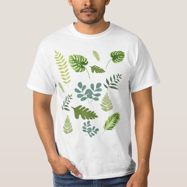Tropical Jungle Löv Mönster - Botaniska Grönten T Shirt (Framsida)