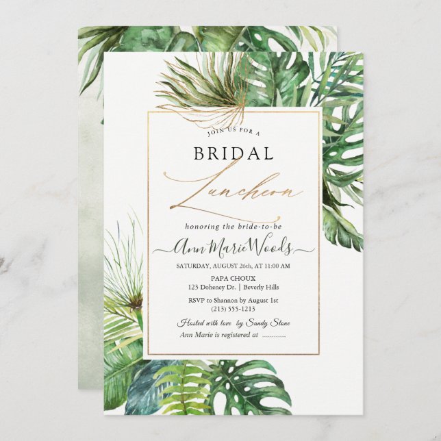 Tropical Jungle Möhippa Luncheon-inbjudan Inbjudningar (Fram/baksida)