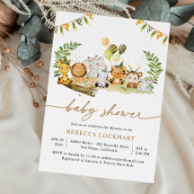 Tropical Jungle Safari Animal Baby Shower Neutralt