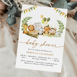 Tropical Jungle Safari Animal Baby Shower Neutralt Inbjudningar