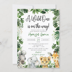 Tropical Jungle Safari Animals Baby Shower Inbjudningar
