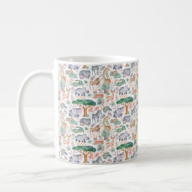 Tropical Jungle Safari Animals Baby Shower Kaffemugg (Vänster)