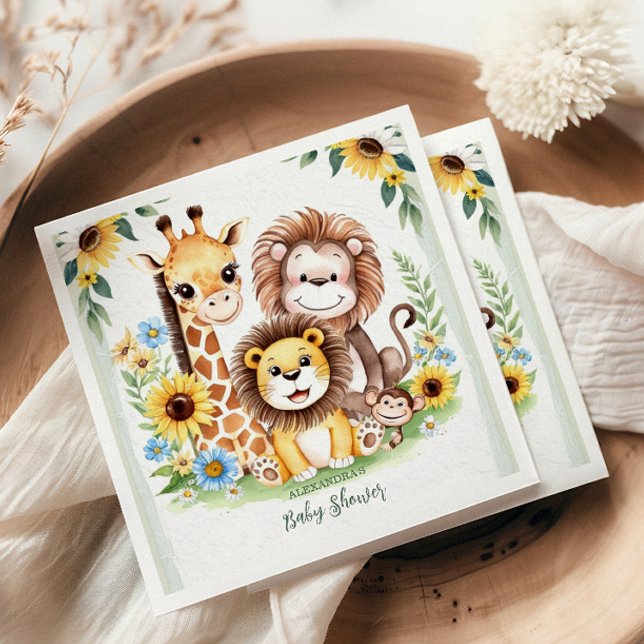 Tropical Jungle Safari Animals Baby Shower Pappersservett (Skapare uppladdad)
