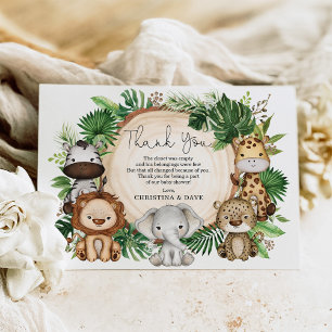 Tropical Jungle Safari Animals Baby Shower Tack Kort