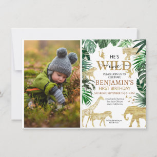 Tropical Jungle Safari Animals Birthday Inbjudningar