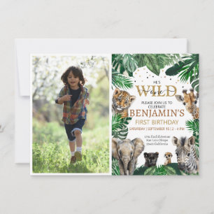 Tropical Jungle Safari Animals Birthday Inbjudningar