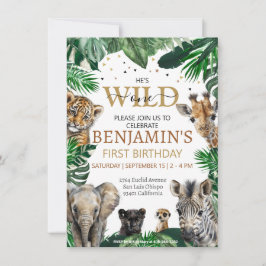 Tropical Jungle Safari Animals Birthday Inbjudningar